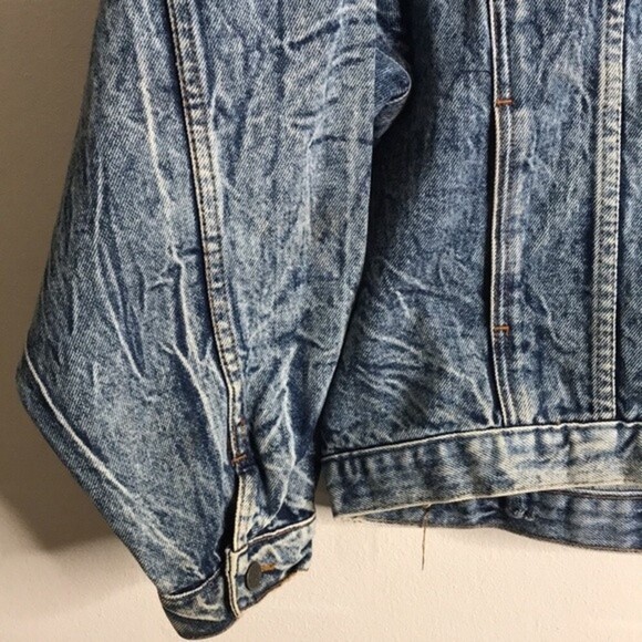 Vintage Tiger Fox Acid Wash Denim Jean Jacket size large oversized - Picture 5 of 15